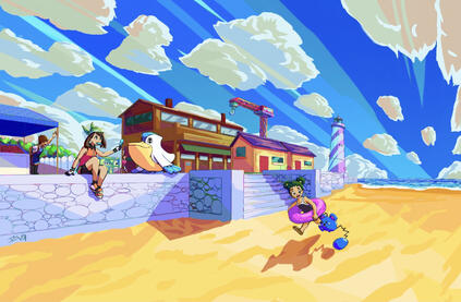 Fan Illustration: Slateport City Where the Beach meets the city coast inspired by Pokemon Emerald